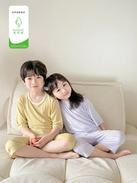 Kids' Summer High-Waist Air-Conditioning Suit Short Sleeve Pajama Set for Boys and Girls