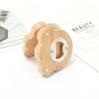 Minimalist Wooden Beer Bottle Opener with Magnetic Refrigerator Sticker, Bamboo Bottle Opener for Home and Restaurant