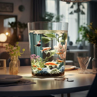 Cylindrical Desktop Glass Fish Tank for Betta and Small Fish