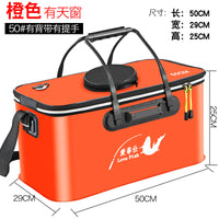 Foldable EVA Live Fish Bucket with Lid, Thickened Fishing Tackle Box, Multi-functional Fish Guard Bucket