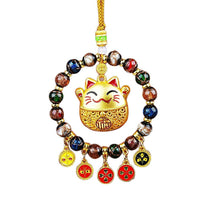 Tibetan Style Caishen Car Hanging Ornament with Abacus and Glazed Beads for Wealth and Prosperity