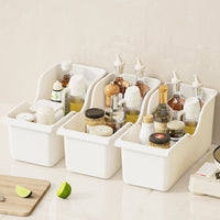 Rolling Kitchen Cabinet Organizer Rack with Lid and Spice Storage, Desktop Multi-functional Plastic Storage Box