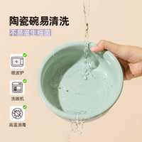 Ceramic Elevated Cat Food Bowl Set for Neck Protection, Anti-Tip Double Pet Feeder for Dry Food, Wet Food, and Snacks