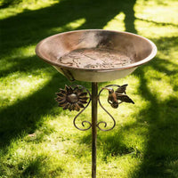 Vintage Bird Bath and Feeder Garden Stake Decor