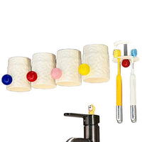 Magnetic Toothbrush Holder with Inverted Mouthwash Cups, Wall-Mounted, No-Drill Bathroom Organizer for Mirror Cabinets