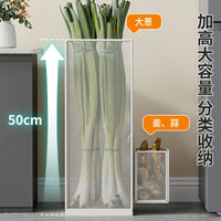 Kitchen Vegetable Storage Rack for Scallions, Ginger, Garlic, and Fruits - Large Capacity Mesh Basket