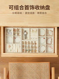 Velvet Jewelry Organizer Tray for Necklaces, Earrings, Rings - Drawer Insert & Dresser Top Storage
