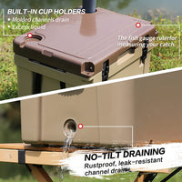 63L Rotomolded Cooler Ice Chest for Fishing Camping Picnics