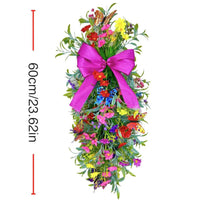 2025 Multicolored Butterfly Daisy Teardrop Wreath Artificial Greenery Door Wall Hanging Home Holiday Decor
