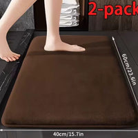 Solid Color Coral Fleece Bathroom Mat Absorbent Non-Slip Floor Mat