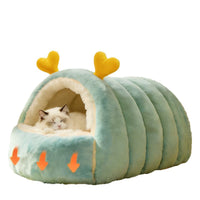 Semi-Enclosed Pet Bed for Cats and Small Dogs, Warm and Washable, All-Season Use