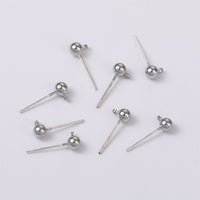 18K Gold Plated Copper Ball Stud Earrings with Hanging Loop for DIY Jewelry Making