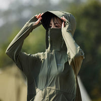 Japanese Style Ice-Feel Sun Protection Jacket for Women, UV Resistant, Hooded Breathable Ice Silk Outdoor Coat