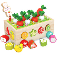 Kids Wooden Farm Carrot Pulling Shape Matching Disassembly Toy Car Early Education Puzzle