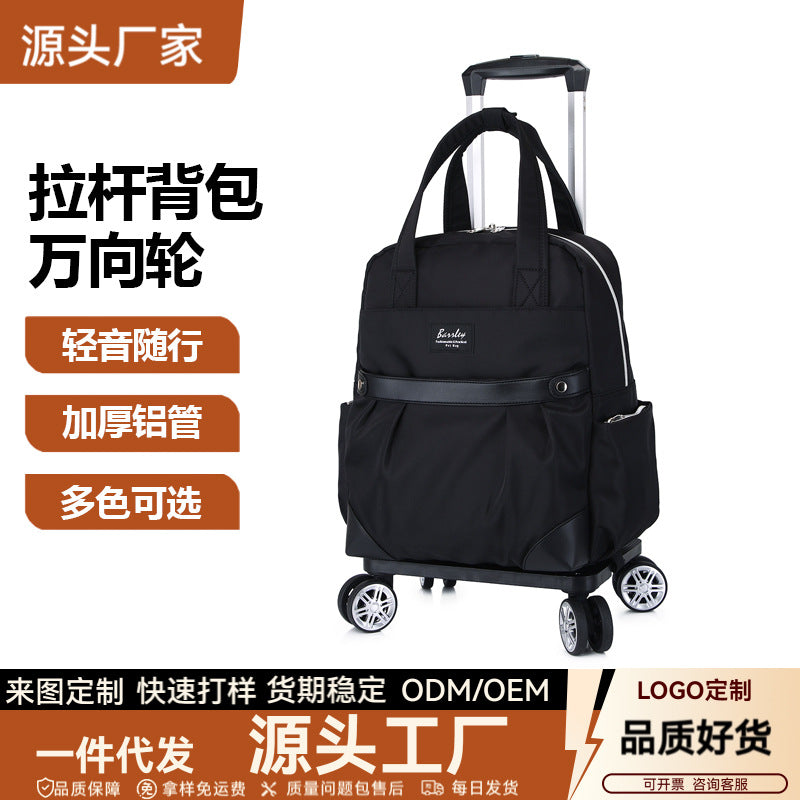 Foldable Rolling Travel Duffel Bag with Wheels, Lightweight Large Capacity Carry-on Luggage Backpack for Women