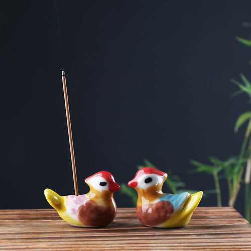 Cartoon Mandarin Duck Ceramic Incense Holder for Home Decor
