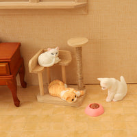 Miniature Dollhouse Cat Tree & Accessories Set for DIY Room Scenes