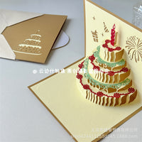 3D Pop-Up Birthday Greeting Card with Hollow Paper Carving Design