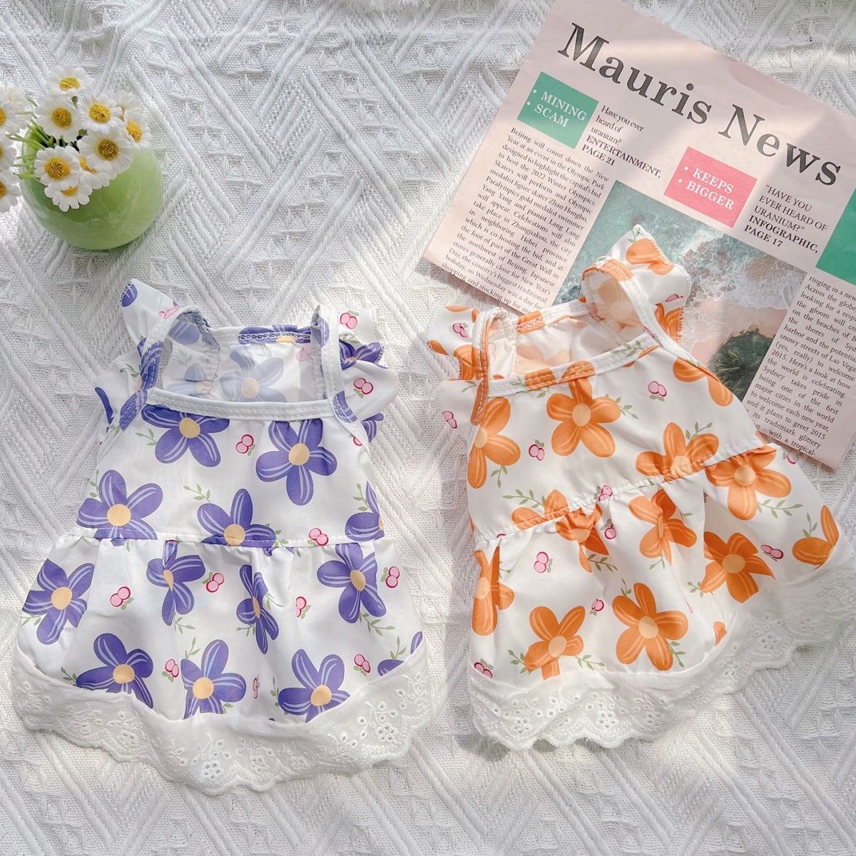 Pet Floral Lace Princess Dress for Cats and Small Dogs