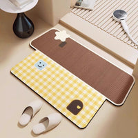 Cartoon Diatomaceous Earth Bath Mat Super Absorbent Non-Slip Quick Dry Floor Mat for Bathroom Bedroom Entryway