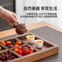 Walnut Wood Snack and Fruit Tray with Compartments for Living Room