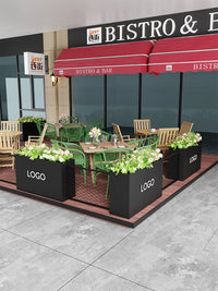 Outdoor Galvanized Steel Planter Box Fence for Cafes, Restaurants, and Gardens