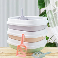Semi-Enclosed Cat Litter Box with Scoop, Large Thickened Plastic Anti-Splash Pet Toilet