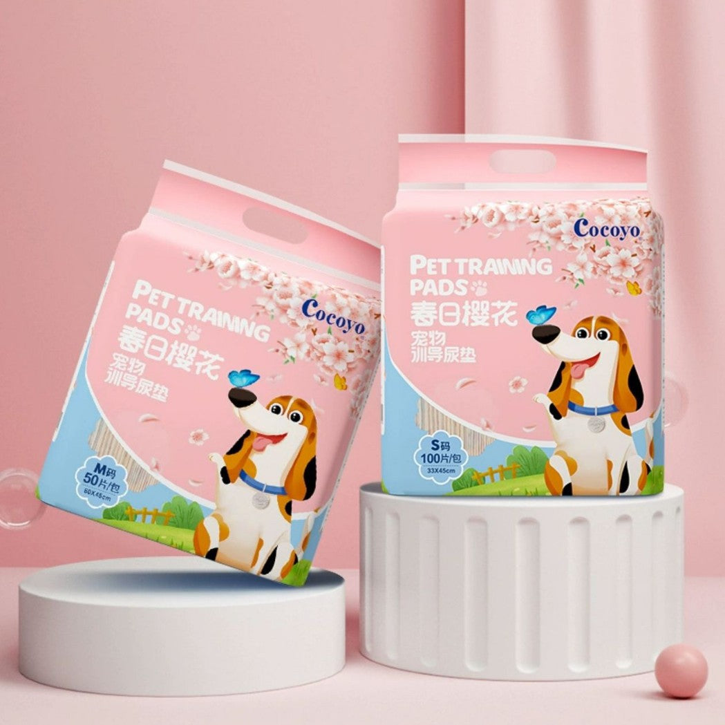 Cocoyo Spring Cherry Blossom Pet Training Pads for Dogs & Cats, Super Absorbent Disposable Diapers