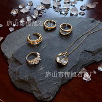 Natural Stone Jewelry Display Tray for Rings and Earrings, Irregular Shape Photography Prop