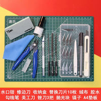 Model Building Tool Kit for Beginners and Enthusiasts - Nippers, Files, Tweezers, Carving Knife, Polishing Blocks