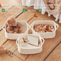 Rectangular Cotton Rope Storage Basket Woven Decorative Organizer for Toys and Sundries