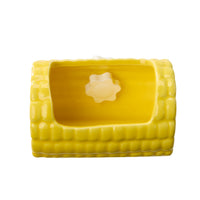 Ceramic Parrot Feeder with Perch or Food Bowl, Corn Cob Design, Easy Clean, Anti-Tip