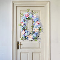 Artificial Hydrangea Peony Eucalyptus Wreath for Front Door Wall Decor