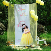 Outdoor Birthday Party Backdrop Kit with Gauze, Balloons, and Accessories for Girls' Photo Shoots