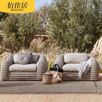 Outdoor Wicker Sofa Set for Hotel Living Room, Open-Air Countryside B&B, Villa Courtyard, Garden Leisure Bird's Nest Rattan Chair