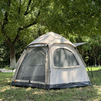 Instant Pop-Up Double Layer Camping Tent with Rain Protection and UV Resistance, Portable 4-Window Ventilation for Outdoor Activities