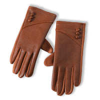 Women's Warm PU Leather Touchscreen Gloves for Winter Driving & Cycling