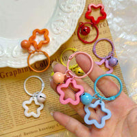 Acrylic Star Keychain Charms with Bells and Book Rings for DIY Crafts