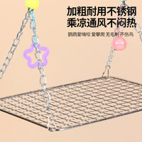 Stainless Steel Bird Perch Platform with Swing and Hammock, Chew-Proof Cage Accessory for Parrots and Small Birds