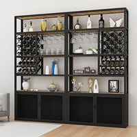 Wrought Iron Wine Rack with Glass Holder, Freestanding Floor Wine Storage for Bar & Restaurant