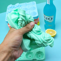 2-in-1 Rose and Diamond Shape Ice Cube Tray with Lid, Silicone Ice Mold for Freezer