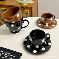 Vintage Ceramic Coffee Mug and Saucer Set for Home Use, High-Value Couple's Breakfast Cup