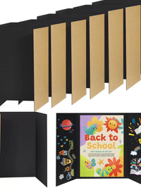 4-Pack Tri-Fold Presentation Boards, White/Black