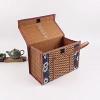 Classic Square Bamboo Woven Basket for Gifts, Food Packaging, and Storage