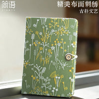 Vintage Embroidered Fabric A5 Notebook with Floral Design, 112 Sheets