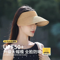 Foldable Wide Brim Straw Sun Hat for Women, Portable & Packable UV Protection Beach Hat