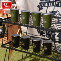 Outdoor 304 Stainless Steel Camping Mugs Set with Storage Bag, 350ml Coffee Beer Water Cups for Travel BBQ