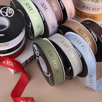 2.5cm Gold Foil English Letter Ribbon for Flower Packaging and Cake Decor