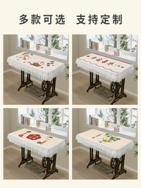 Vintage Sewing Machine Dust Cover Linen Blend Embroidered Tablecloth