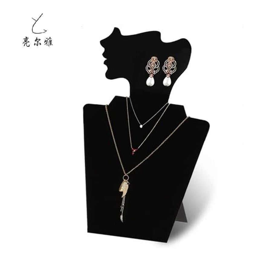 Black Velvet Mannequin Necklace Display Stand for Jewelry Exhibition